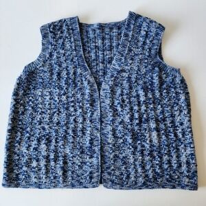 Sweater‎ Vest Womens XL Cable Knit Textured Retro Grandpa Lagenlook Handmade 80s
